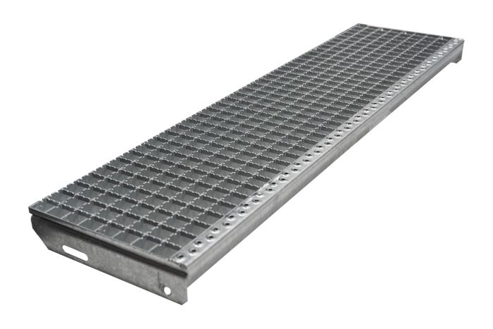 Schody z mriežkového roštu protišmykové, 30x30 mm - Dĺžka mm: 1200, Šírka mm: 305, Odstup dier mm: 180, Hmotnosť kg/ks: 10,5