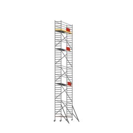 Hliníkové pojazdné lešenie Model D - Dĺžka lešenia šírka: 3,05 m  0,70 m, Pracovná výška: 12,30 m, Výška lešenia: 11,30 m